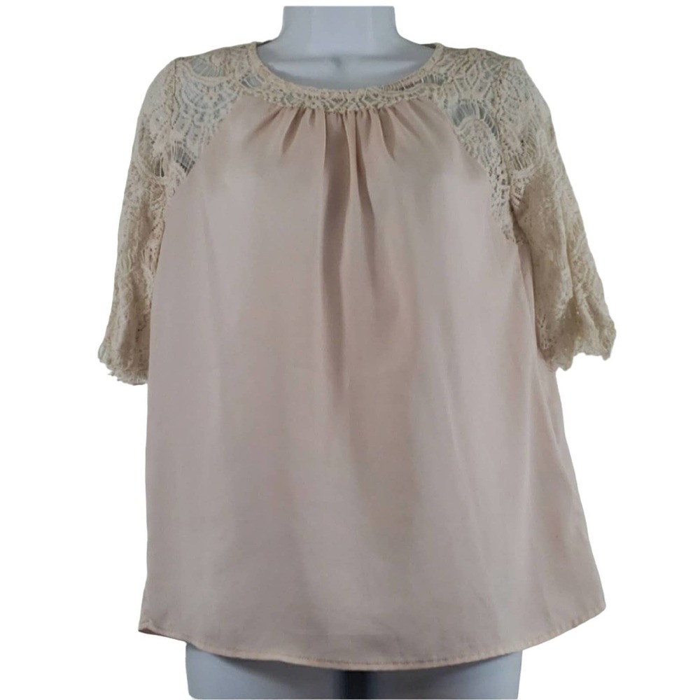Alga  Light Pink/Peach Lace Top Size Small
